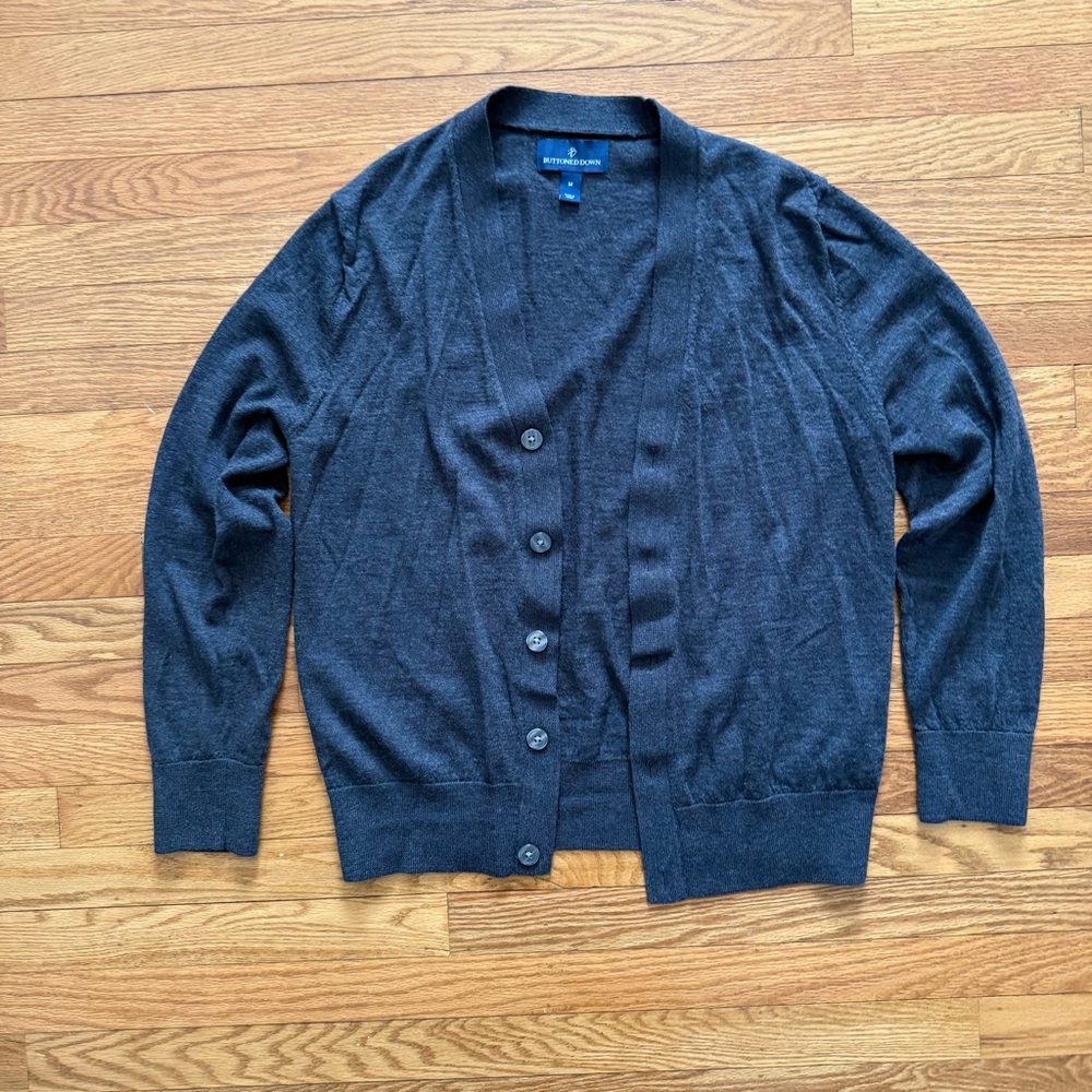 Dark Gray Wool Cardigan Sweater